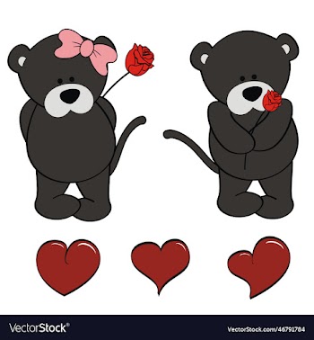 panther character cartoon valentine rose pack