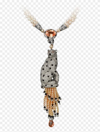 Panthère De Cartier Necklace Platinum, Orange Sapphire, - Diamond