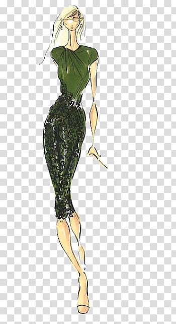 Pantone Color Autumn Green Fashion, Simple design women's fashion illustration transparent background PNG clipart
