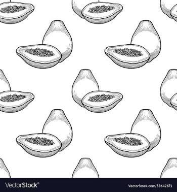 papaya seamless pattern black and white