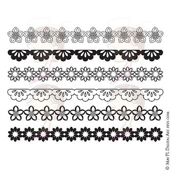 Papel Picado Borders Digital Clip Art Mexican Design Elements ...