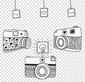 Paper Adhesive Camera Partition wall, Hand-painted black and white camera transparent background PNG clipart