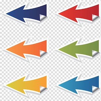 Paper Arrow Pointer Icon, Color paper folding flu arrow transparent background PNG clipart
