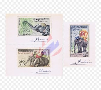 Paper Asian elephant Laos Postage Stamps Art - variation elephant 