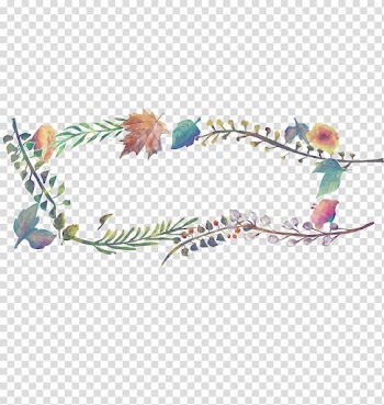 Paper Autumn Watercolor painting, floral edge transparent background PNG clipart