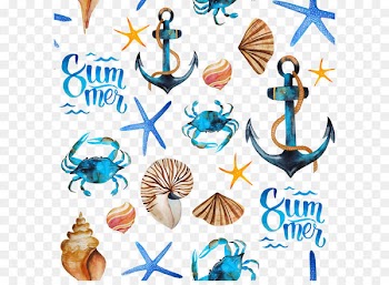 Paper Beach Gift Textile Seashell - Shading sea creatures 