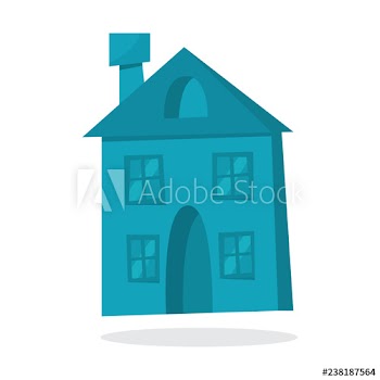 Paper blue christmas house