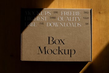 Paper Box on Wood Floor Mockup