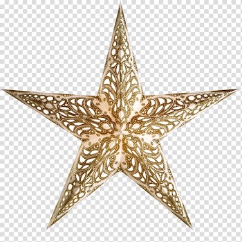 Paper Christmas Poinsettia, gold stars transparent background PNG clipart