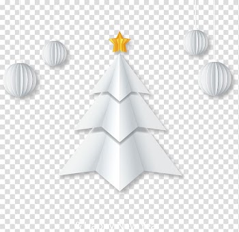 Paper Christmas tree White Christmas Christmas card, White origami Christmas tree greeting card transparent background PNG clipart