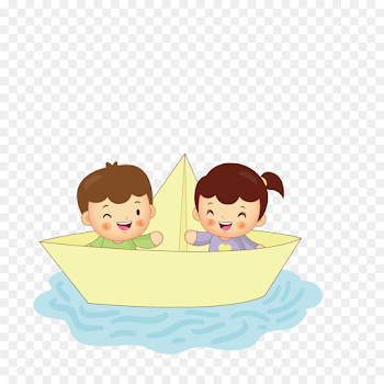 Paper Clip art - Sitting in paper boat playing friends png ...