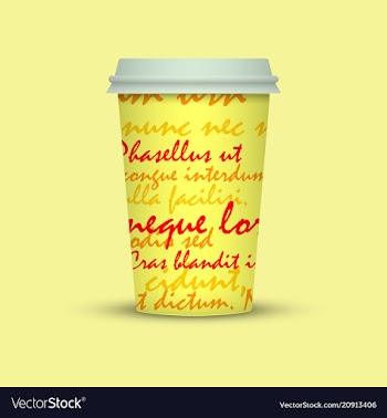 Paper coffee cup plastic coffee cup with text vector image