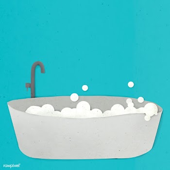 Paper craft bubble bathtub on a blue background | Free  illustration - 2321642