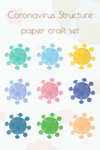 Paper craft coronavirus cell set mockup | Free  psd mockup - 2311973
