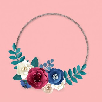 Paper craft flower psd round frame design