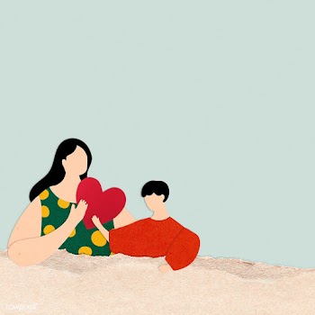 Paper craft mom and son character textured background | Free  illustration - 2322669