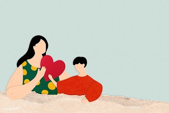 Paper craft mom and son character textured background | Free  illustration - 2322678