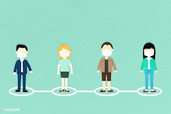 Paper craft people wearing face masks in public background | Free  illustration - 2317939