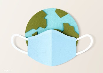 Paper craft planet earth wearing a face mask due to COVID-19 mockup | Free  psd mockup - 2305611