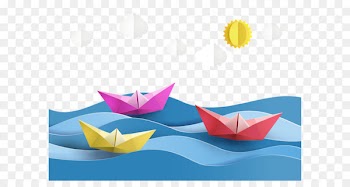 Paper craft Sailboat Origami - Vector paper boat and clouds 