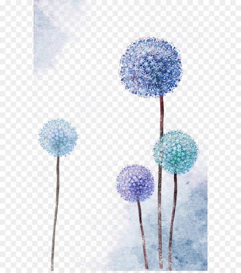 Paper Dandelion Tattoo Sticker - Hand-painted watercolor purple flower 