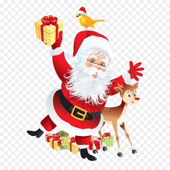 Paper Decoupage Gift wrapping Picture frame Label - Transparent Santa and Rudolph Deco PNG Clipart 
