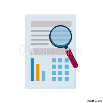 paper document financial with magnifying glass