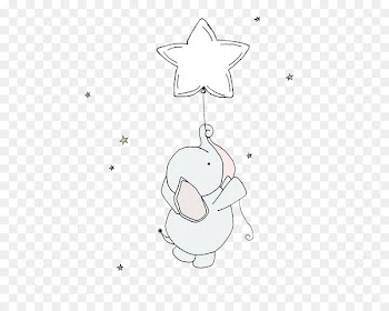 Paper Elephant Nursery Child Illustration - Elephant with Stars 
