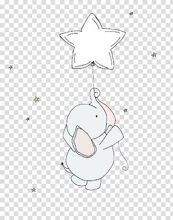 Paper Elephant Nursery Child Illustration, Elephant with Stars, elephant holding star balloon illustration transparent background PNG clipart