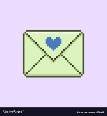 paper envelope with a blue heart or love letter