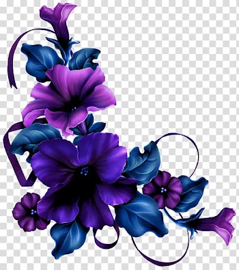 Paper Flower Rose , blue flower border transparent background PNG clipart