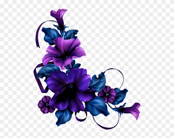 Paper Flower Rose Clip Art - Blue Violet Flower Border