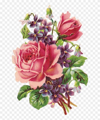 Paper Flower Rose Vintage Clothing Clip Art - Roses And Violets Clipart