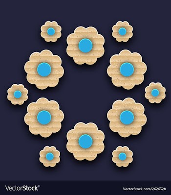  					Paper flowers background handmade composition vector image														