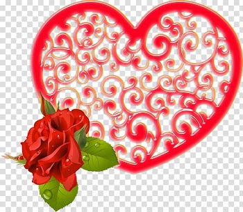 Paper Garden roses Valentine\'s Day Heart, Hearts and flowers transparent background PNG clipart