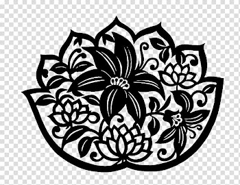 Paper Illustration, Hand-painted black and white lotus transparent background PNG clipart