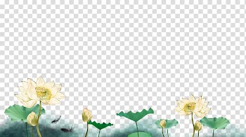 Paper Light Poster Mid-Autumn Festival, Elegant yellow lotus transparent background PNG clipart