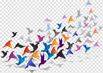 Paper mache lot, Bird Flight Origami Paper Crane, Color paper cranes floating material transparent background PNG clipart