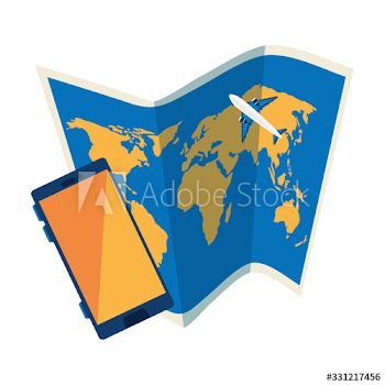paper map with smartphone design