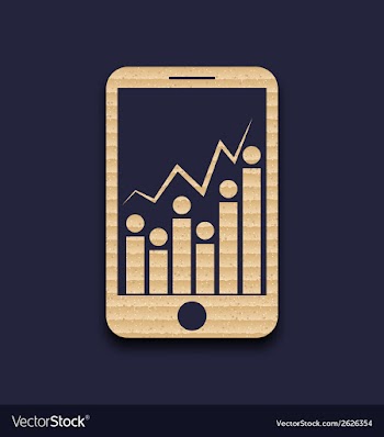  					Paper mobile phone with abstract infographic chart vector image														