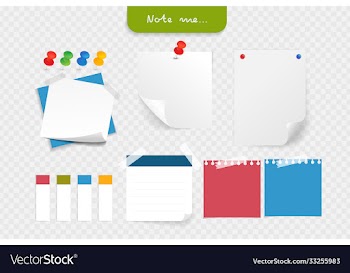 paper note and office elements reminder object