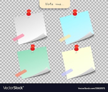 paper note and office elements reminder object