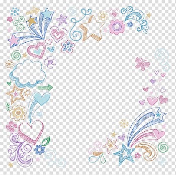Paper Notebook Doodle , doodles, multicolored stars, hearts, clouds, and stars illustration transparent background PNG clipart