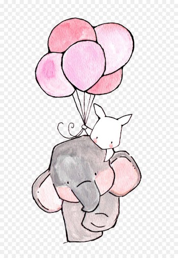Paper Nursery Drawing Printing Illustration - The Elephant and the White Rabbit 