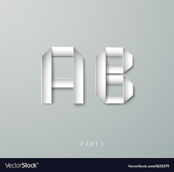  					Paper origami alphabet a b with shadows vector image														