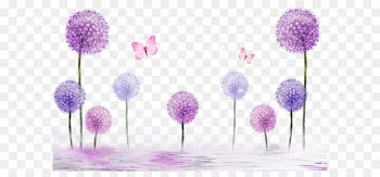 Paper painting Bedroom Wallpaper - Purple Dandelion background perspective 