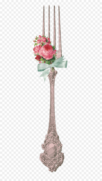 Paper painting Printing - Flower decoration fork 