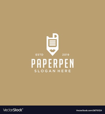Paper pen logo design template vector image