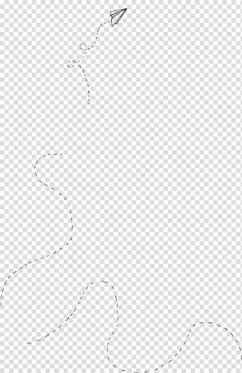 Paper plane and broken lines illustration, Line Black and white Point Angle, Black simple paper airplane decoration pattern transparent background PNG clipart