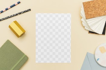 Paper png mockup with pastel stationery | Free stock illustration | High Resolution graphic
